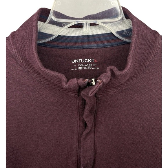 UNTUCKit Other - UNTUCKit Corral Mens XXX Large 3XL Red Maroon 1/4 Zip Mock Neck Pullover Sweater